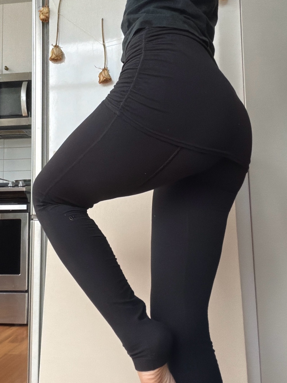 lululemon athletica Black Ruched High-Waist Leggings with Skirt